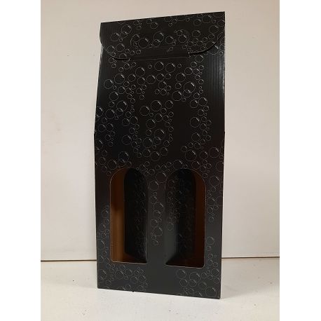 Valisette 2 bouteilles noires motifs bulles