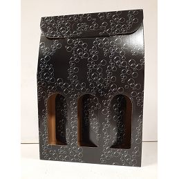 Valisette 3 bouteilles noires motifs bulles